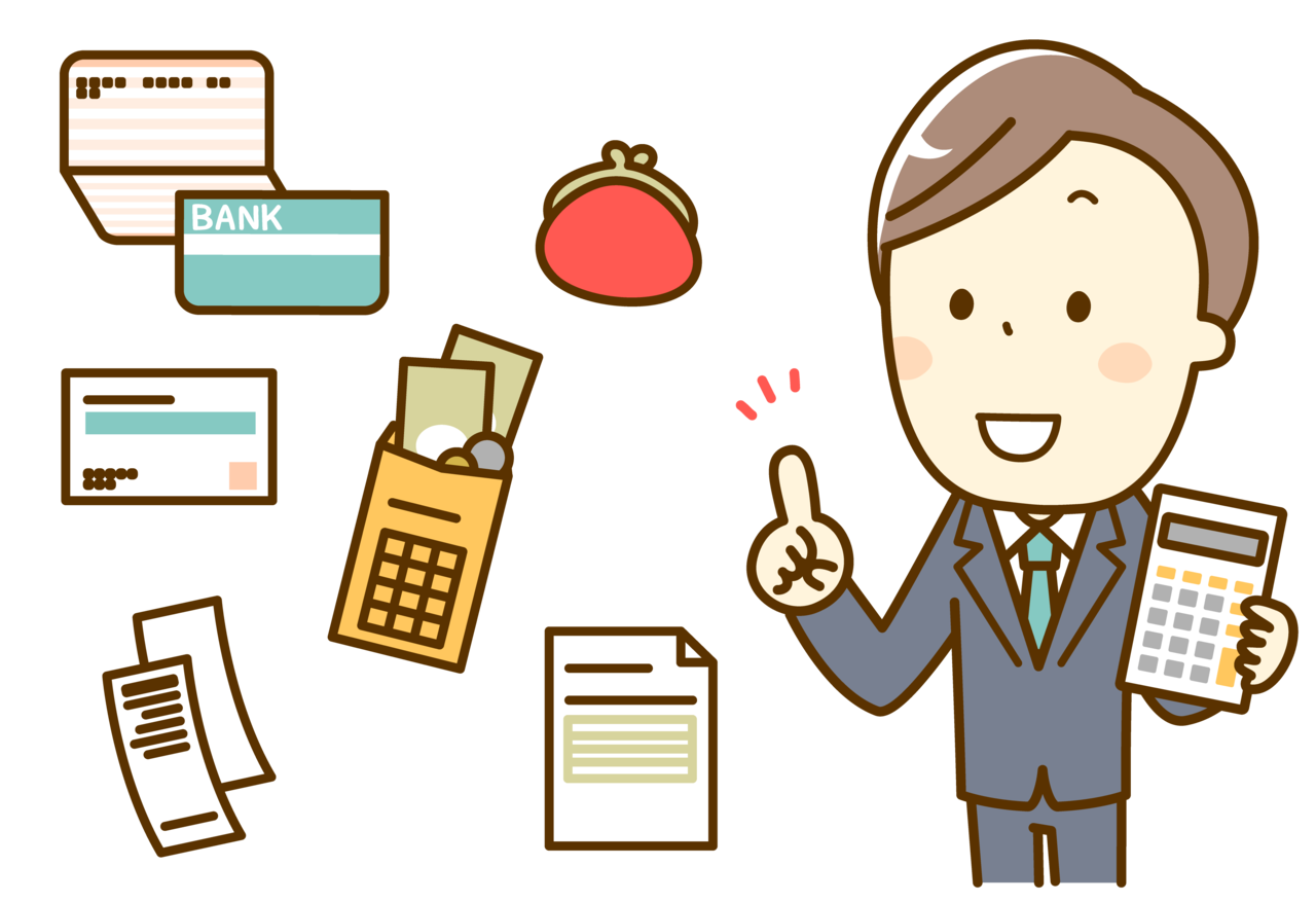 支払いを整理する男性